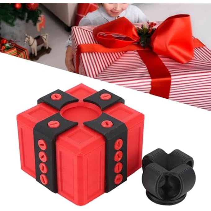 DISIDANTE PUZZLE BOX, 8 X 8 X 8 CM, 3.1 X 3.1 X 3.1 CM, 3D PRINTED IN 3D EYEBROWS CHRISTMAS SURPRISE FUNNY FOR ADULT (BLACK RED) - Image 4